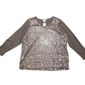CJ Banks NWT Womens Plus 2X Sequin Top Metallic Holidays NEW